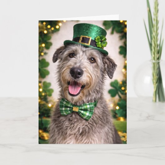 Ierse Wolfshond St. Patrick's Dag Kaart  (Voorkant)
