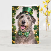 Ierse Wolfshond St. Patrick's Dag Kaart  (Gele Bloem)