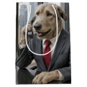 Ierse Wolfshond Zakendoen Aan de Telefoon Medium Cadeauzakje (Voorkant)