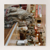 Ierse Wolfshonden delen een milkshake Legpuzzel (Horizontaal)