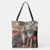 Ierse wolfshonden in retro diner tote bag (Achterkant)