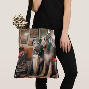 Ierse wolfshonden in retro diner tote bag