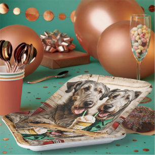 Ierse wolfshonden met ijs soda papieren bordje