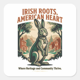 Ierse wortels Amerikaans hart konijn Vierkante Sticker