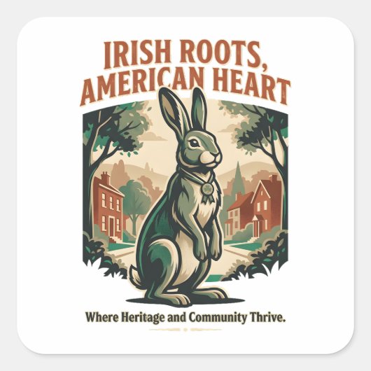 Ierse wortels Amerikaans hart konijn Vierkante Sticker (Voorkant)