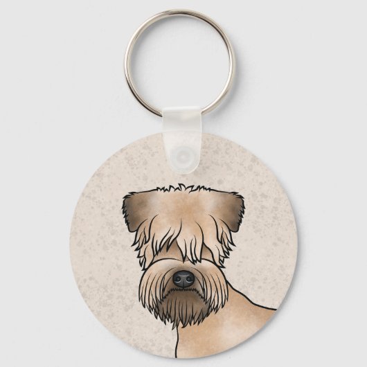 Ierse zacht-gecoate tarwedrager cartoon hondenkop sleutelhanger (Voorkant)
