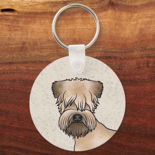 Ierse zacht-gecoate tarwedrager cartoon hondenkop sleutelhanger (Voorkant)