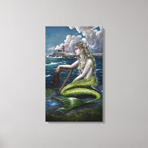 Ierse zeemeermin met harp canvas print