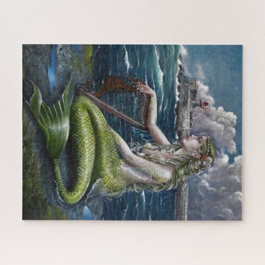 Ierse zeemeermin met harp puzzel legpuzzel (Horizontaal)