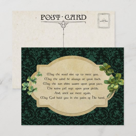 Ierse zegelbewaarder met Shamrocks Briefkaart (Voorkant / Achterkant)