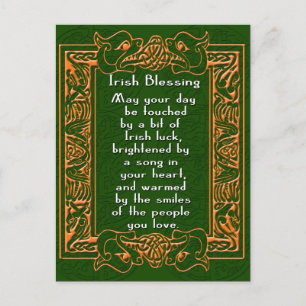 Ierse zegelles met Celtic Font en Background Briefkaart