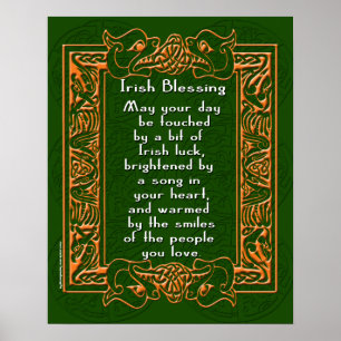 Ierse zegelles met Celtic Font en Background Poster