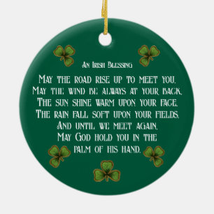 Ierse zegen en groene typografie van de shamrock keramisch ornament