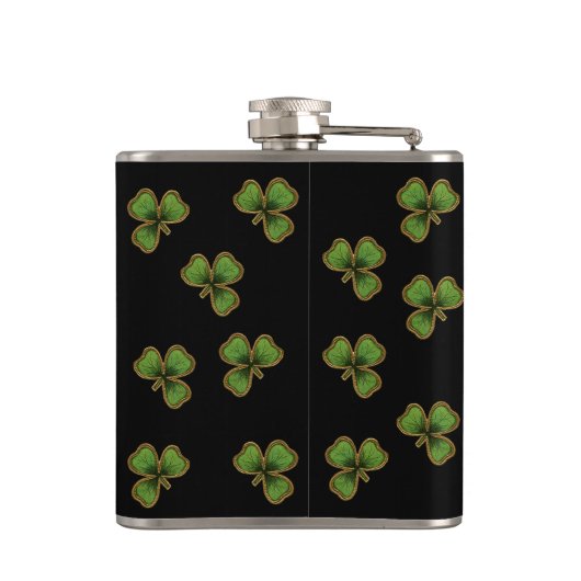 Ierse zegen en shamrocks zwart en groen heupfles (Achterkant)