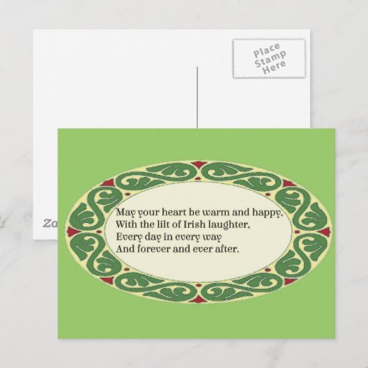 Ierse zegen - Hart wees warm & gelukkig Briefkaart (Voorkant / Achterkant)