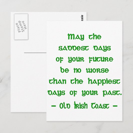 Ierse zegen mag de droevigste dagen van de toekoms briefkaart (Voorkant / Achterkant)