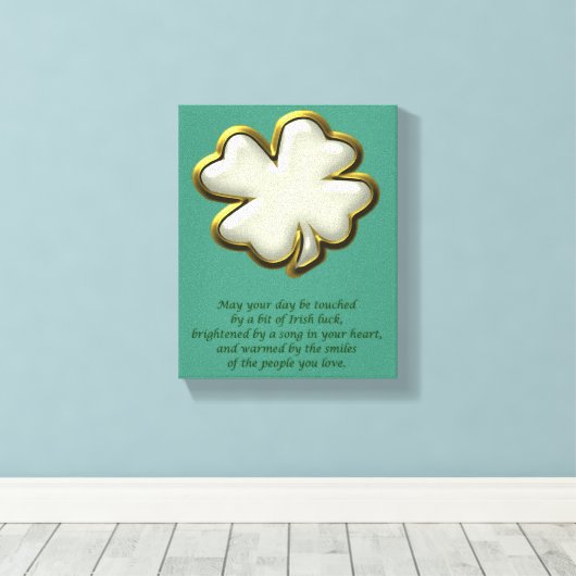 Ierse zegen met shamrock St. Patrick's Day Canvas Afdruk (Insitu (Houten vloer))