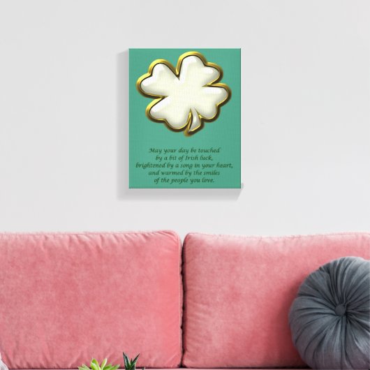 Ierse zegen met shamrock St. Patrick's Day Canvas Afdruk (Insitu (Woonkamer))