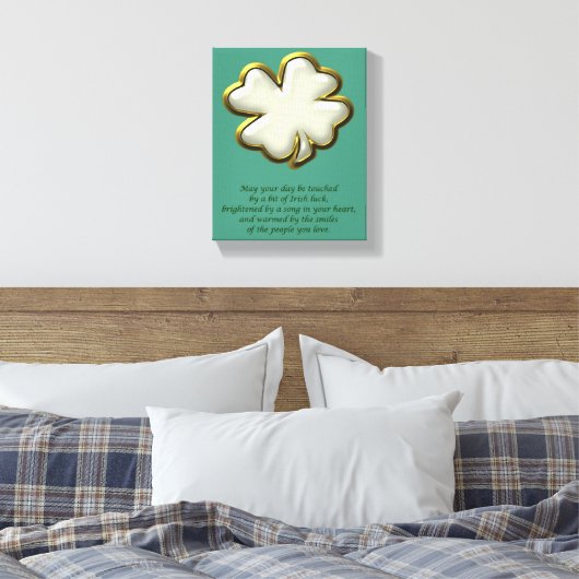 Ierse zegen met shamrock St. Patrick's Day Canvas Afdruk (Insitu (Slaapkamer))