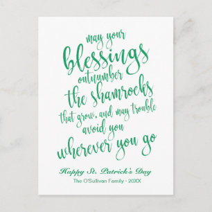 Ierse zegen moderne script St. Patrick's Day Briefkaart