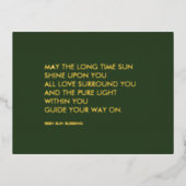 Ierse zegen Sage Green Modern Minimal Real Gold Folie Feestdagen Briefkaart (Voorkant)