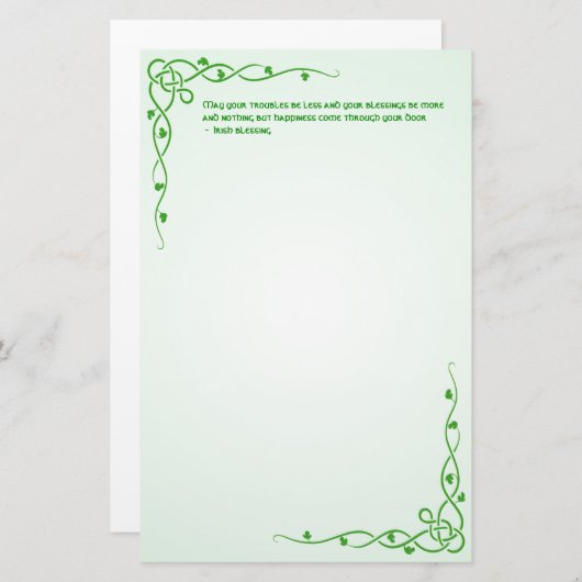 Ierse zegen St Patrick's Green Keltische vlechten Briefpapier (Voorkant / Achterkant)