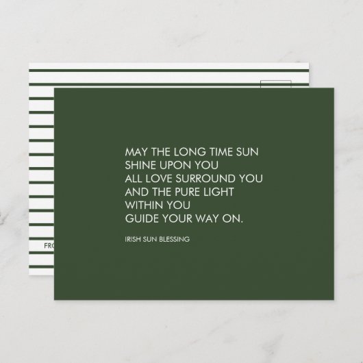 Ierse zegening Sage Green Stripe St Patrick's Day Briefkaart (Voorkant / Achterkant)