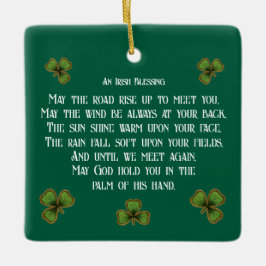 Ierse zegeningen en Shamrocks groene typografie Keramisch Ornament