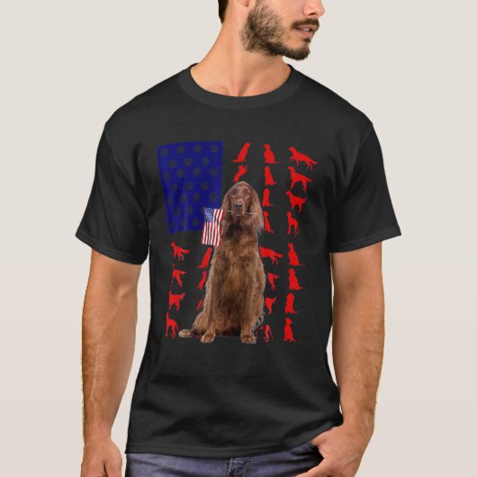 Ierse zetters Amerikaanse vlag 4e juli Dog USA Pa T-shirt (Voorkant)