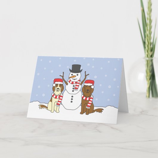 Ierse Zetters en Sneeuwman Feestdagen Kaart (Voorkant)