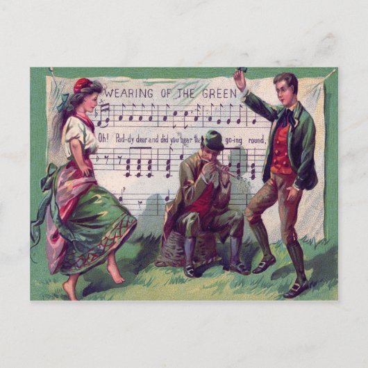 Ierse zigeuner draagt de groene jig briefkaart (Voorkant)