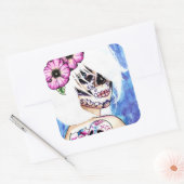 :ies Dag van de Dode Suiker Schedel Meisje Vierkante Sticker (Envelop)
