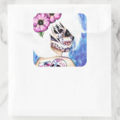 :ies Dag van de Dode Suiker Schedel Meisje Vierkante Sticker (Tas)