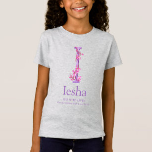 Iesha naam betekent orchidee gedraaide letter I T-shirt