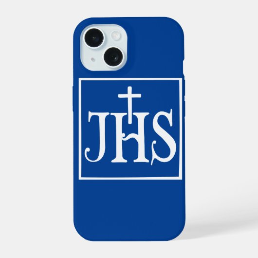 Iesus Hominum Salvator iPhone 15 Case (Achterkant)