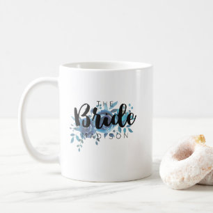 Iets Blau Aquarel Roos Bruiloft Bruid Koffiemok