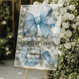 Iets Blau Blauwe Strik Bruidsfeest Welkomstbord Acryl Bord