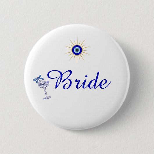 Iets Blau en Griekse Bruidsdouche Ronde Button 5,7 Cm (Voorkant)