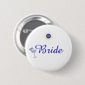 Iets Blau en Griekse Bruidsdouche Ronde Button 5,7 Cm (Voorkant /achterkant)
