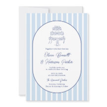 Iets Blau Handgetekende Cake Stripe Bruiloft