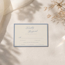 Iets Blau Stof Blauw Elegante RSVP Kaart