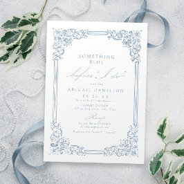 Iets Blau Vintage Frame Elegante Bruiloftsborrel Kaart