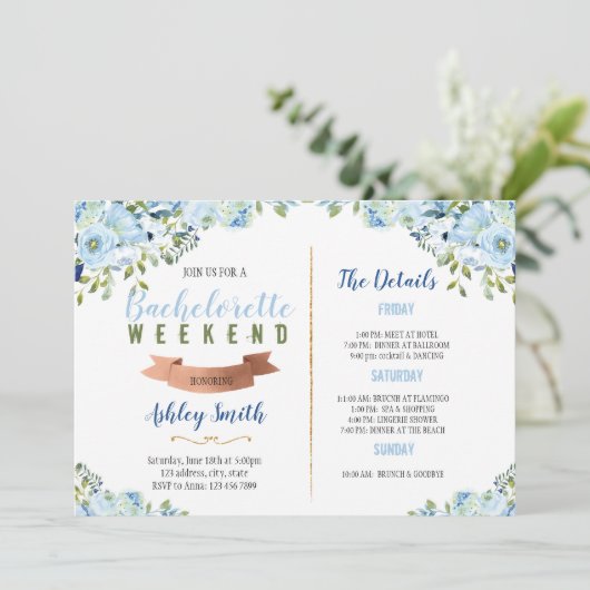 Iets blauw Bachelorette Itinerary Kaart (Staand voorkant)