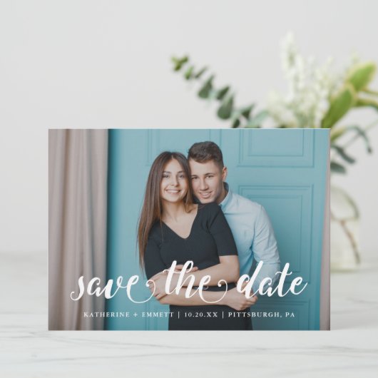 Iets blauw Bewaar de datumfoto Save The Date (Staand voorkant)