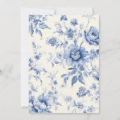 Iets blauw Bloemen Frans Toile Baby shower Kaart (Achterkant)