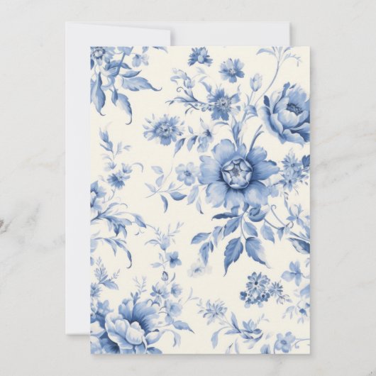 Iets blauw Bloemen Frans Toile Baby shower Kaart (Achterkant)