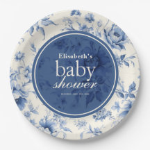 Iets blauw Bloemen Frans Toile Baby shower