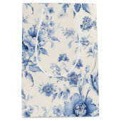 Iets blauw Bloemen Frans Toile Chinoiserie Medium Cadeauzakje (Voorkant)