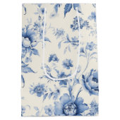 Iets blauw Bloemen Frans Toile Chinoiserie Medium Cadeauzakje (Achterkant)
