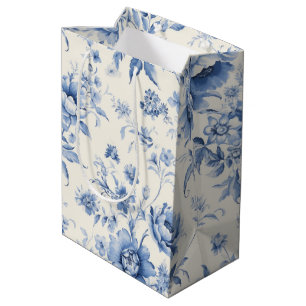 Iets blauw Bloemen Frans Toile Chinoiserie Medium Cadeauzakje